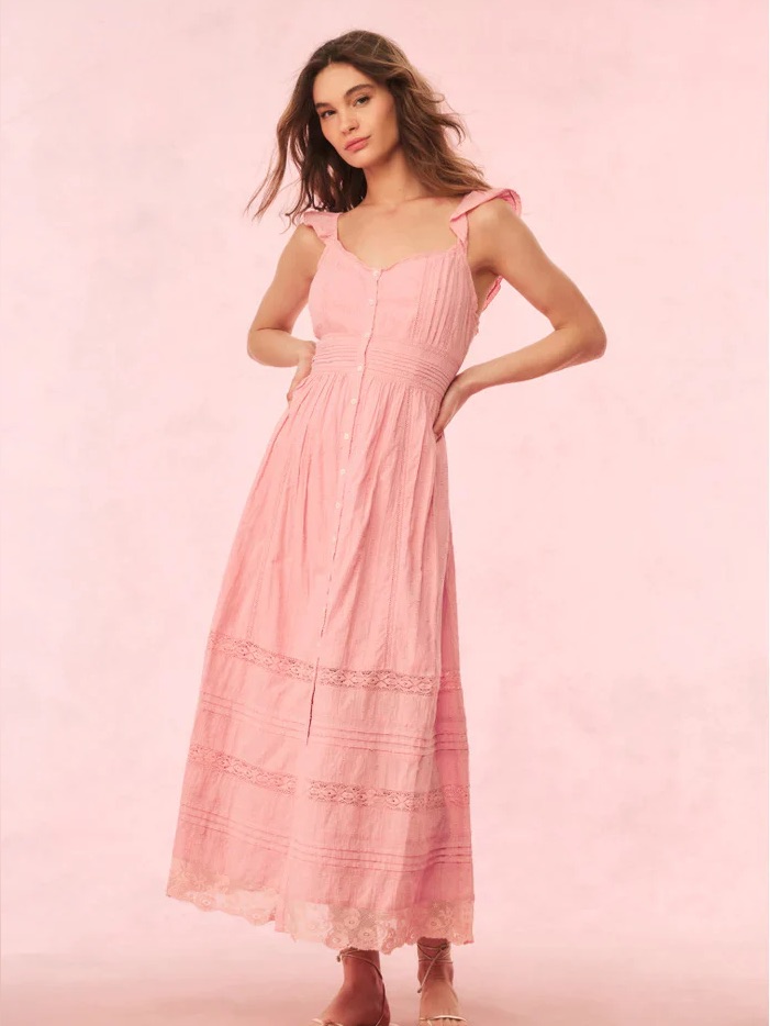 Loveshackfancy Sufette Dress In Strawberry Spritz Size L
